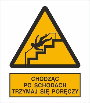 OSTRZEŻENIE PRZED NIEBEZPIECZEŃSTWEM UPADKU NA SCHODACH