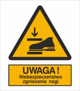OSTRZEŻENIE PRZED NIEBEZPIECZEŃSTWEM ZGNIECENIA NOGI