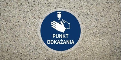 PUNKT ODKAŻANIA znak podłogowy antypoślizgowy