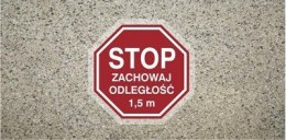 STOP ZACHOWAJ ODLEGŁOŚĆ 1,5 M znak podłogowy antypoślizgowy