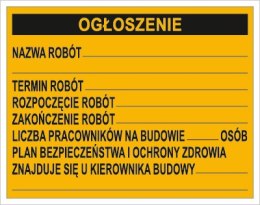 TABLICA BUDOWLANA - OGŁOSZENIOWA