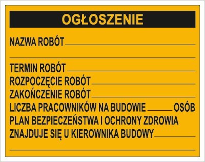 TABLICA BUDOWLANA - OGŁOSZENIOWA