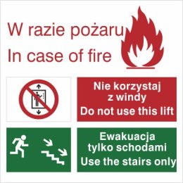 ZAKAZ KORZYSTANIA Z WINDY W RAZIE POŻARU