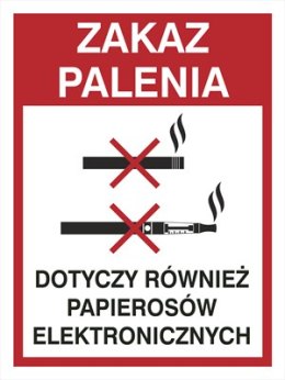 ZAKAZ PALENIA RÓWNIEŻ PAPIEROSÓW ELEKT.