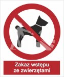 ZAKAZ WSTĘPU ZE ZWIERZĘTAMI - płyta sztywna