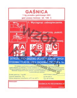 Etykieta GW-9z AB OGNIOCHRON kolorowa