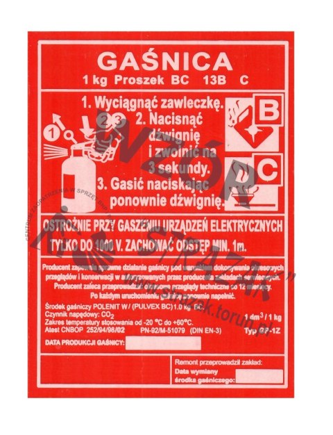 Etykieta UGSE-2x OGNIOCHRON biała orginał