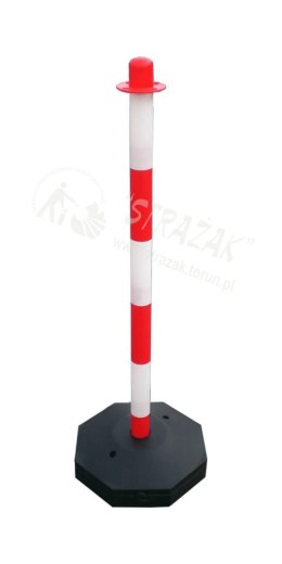 Słupek biało-czerwony 90cm z podstawą