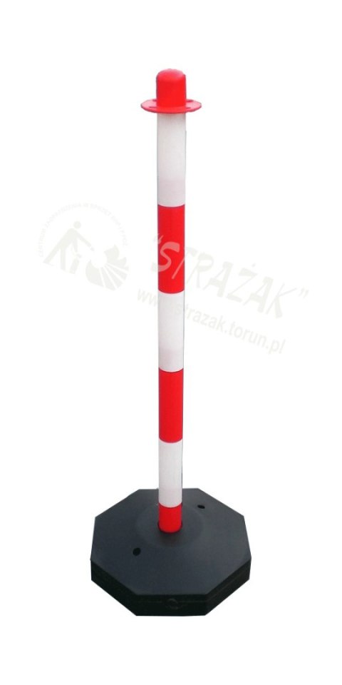 Słupek biało-czerwony 90cm z podstawą Słupek biało-czerwony 90cm z podstawą