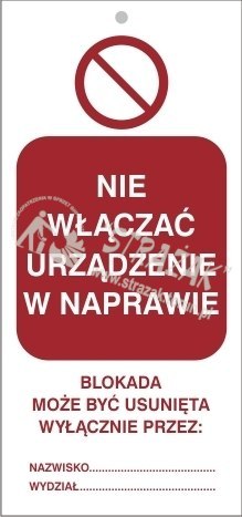 TABLICZKA nie włączać urządzenie w naprawie