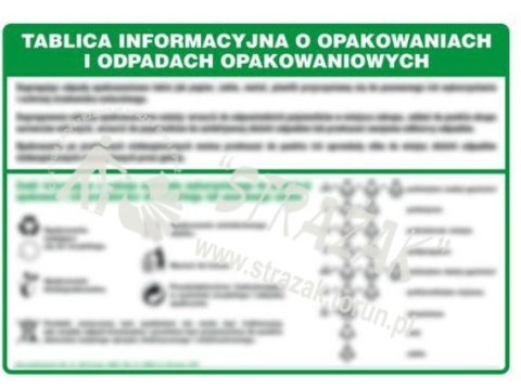 Tablica informacyjna o opakowaniach i odpadach opakowaniowych