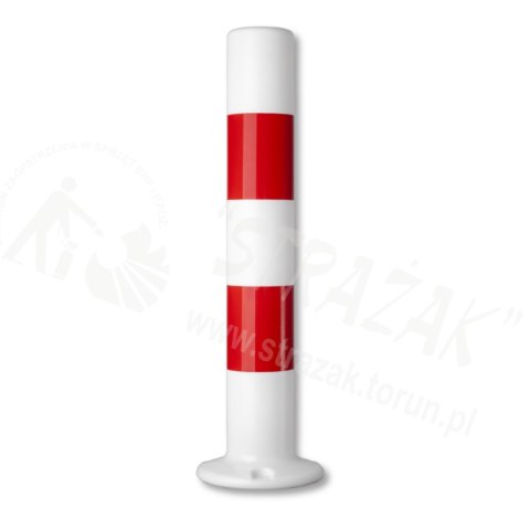 Słupek U-12c z tworzywa na podstawie, biało-czerwony h-80cm