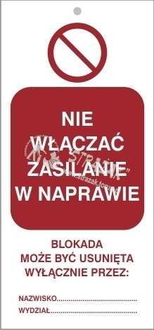 TABLICZKA nie włączać zasilanie w naprawie