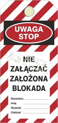 TABLICZKA nie załączać założona blokada TABLICZKA nie załączać założona blokada