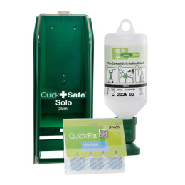 Zamykana stacja do płukania oczu Plum QuickSafe Solo Eye Wash 500ml + Quick Fix Detectable