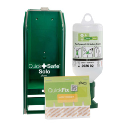 Zamykana stacja do płukania oczu Plum QuickSafe Solo Eye Wash 500ml + Quick Fix Water resistant