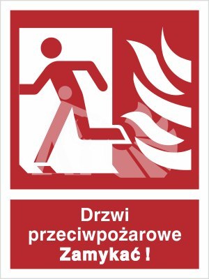 DRZWI PRZECIWPOŻAROWE. ZAMYKAĆ! (W LEWO) - folia fotoluminescencyjna