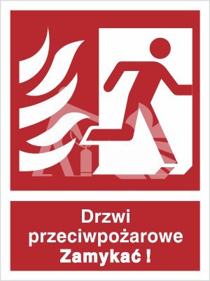 DRZWI PRZECIWPOŻAROWE. ZAMYKAĆ! (W PRAWO) - folia samoprzylepna