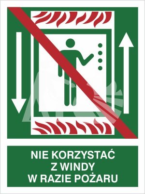 NIE KORZYSTAĆ Z WINDY W RAZIE POŻARU - folia fotoluminescencyjna NIE KORZYSTAĆ Z WINDY W RAZIE POŻARU - folia fotoluminescencyjna