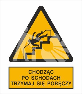 OSTRZEŻENIE PRZED NIEBEZPIECZEŃSTWEM UPADKU NA SCHODACH - folia samoprzylepna