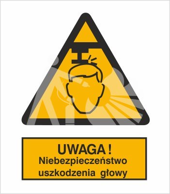 OSTRZEŻENIE PRZED NIEBEZPIECZEŃSTWEM USZKODZENIA GŁOWY - folia samoprzylepna