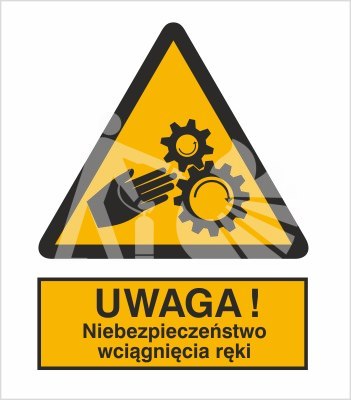 OSTRZEŻENIE PRZED NIEBEZPIECZEŃSTWEM WCIĄGNIĘCIA RĘKI - płyta sztywna