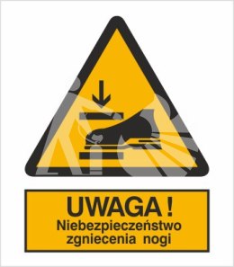 OSTRZEŻENIE PRZED NIEBEZPIECZEŃSTWEM ZGNIECENIA NOGI - folia samoprzylepna