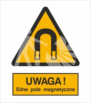 OSTRZEŻENIE PRZED SILNYM POLEM MAGNETYCZNYM - folia samoprzylepna