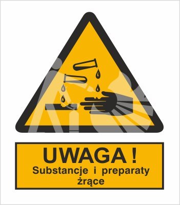 OSTRZEŻENIE PRZED SUBSTANCJAMI I PREPARATAMI ŻRĄCYMI - folia samoprzylepna