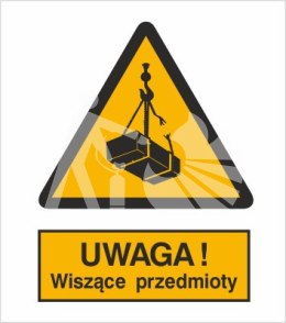 OSTRZEŻENIE PRZED WISZĄCYMI PRZEDMIOTAMI (WISZĄCYM CIĘŻAREM) - folia samoprzylepna