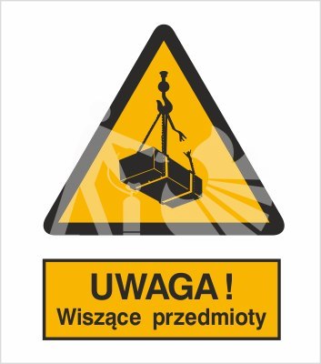 OSTRZEŻENIE PRZED WISZĄCYMI PRZEDMIOTAMI (WISZĄCYM CIĘŻAREM) - folia samoprzylepna OSTRZEŻENIE PRZED WISZĄCYMI PRZEDMIOTAMI (WISZĄCYM CIĘŻAREM) - folia samoprzylepna