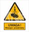 OSTRZEŻENIE PRZED WISZĄCYMI PRZEDMIOTAMI (WISZĄCYM CIĘŻAREM) - folia samoprzylepna