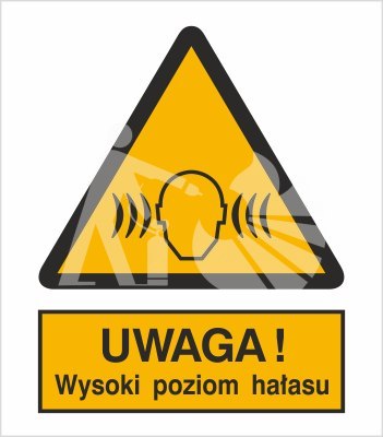 OSTRZEŻENIE PRZED WYSOKIM POZIOMEM HAŁASU - folia samoprzylepna