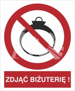 ZAKAZ WCHODZENIA Z BIŻUTERIĄ - folia samoprzylepna