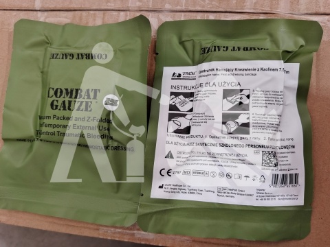 Kaolinowy opatrunek hemostatyczny 7,5cm x 370cm X-ray Kaolinowy opatrunek hemostatyczny 7,5cm x 370cm X-ray