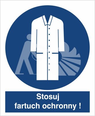 NAKAZ STOSOWANIA FARTUCHA OCHRONNEGO - folia samoprzylepna