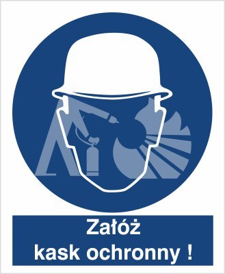 NAKAZ STOSOWANIA OCHRONY GŁOWY - folia samoprzylepna NAKAZ STOSOWANIA OCHRONY GŁOWY - folia samoprzylepna