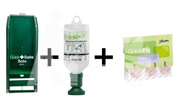 Zamykana stacja do płukania oczu Plum QuickSafe Solo Eye Wash 500ml + Quick Fix Elastic