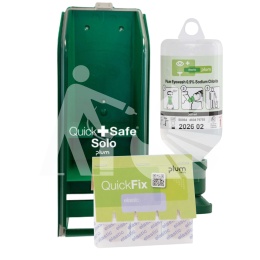 Zamykana stacja do płukania oczu Plum QuickSafe Solo Eye Wash 500ml + Quick Fix Elastic