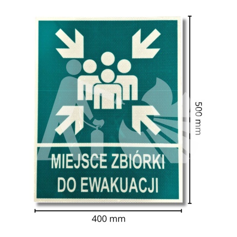 Znak drogowy MIEJSCE ZBIÓRKI DO EWAKUACJI odblaskowy 40x50 cm