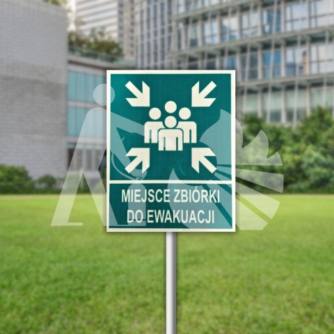 Znak drogowy MIEJSCE ZBIÓRKI DO EWAKUACJI odblaskowy 40x50 cm