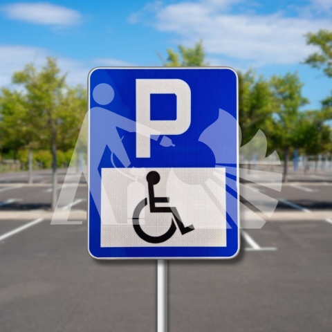 Znak drogowy PARKING DLA NIEPEŁNOSPRAWNYCH odblaskowy 40x50 cm